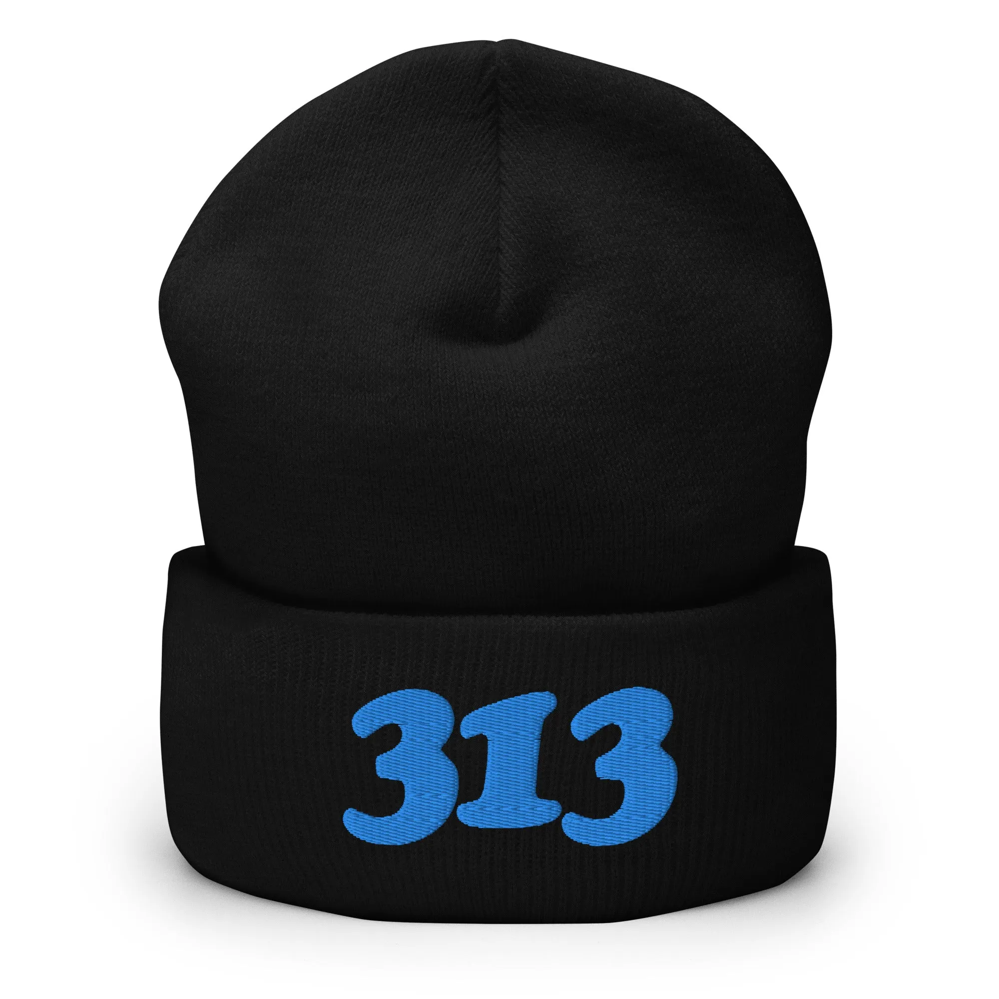 313 Embroidered Cuffed Beanie - Black / Blue