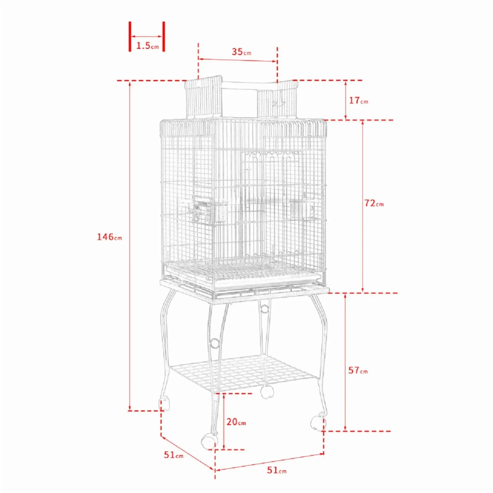 A&E Cage Company Economy Play Top Bird Cage - Black - 20 X 20 X 58 In