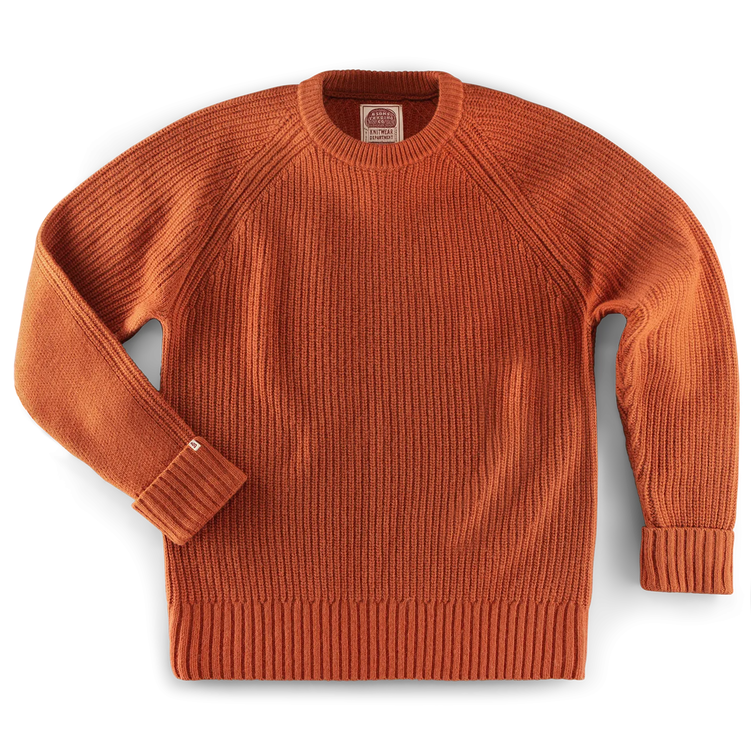 &SONS Abel Ribbed Crew Neck Burnt Orange