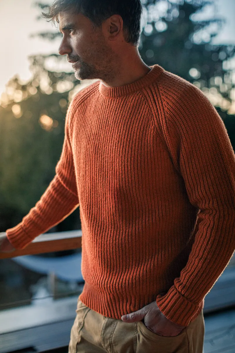 &SONS Abel Ribbed Crew Neck Burnt Orange