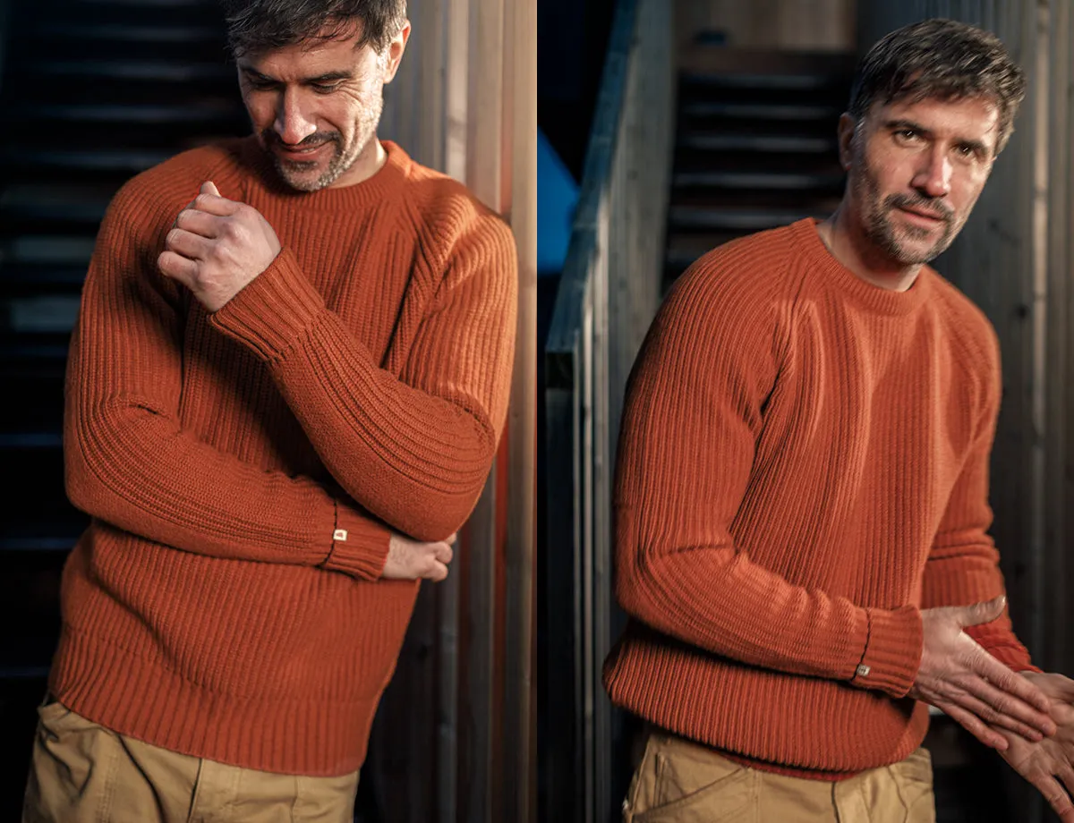 &SONS Abel Ribbed Crew Neck Burnt Orange