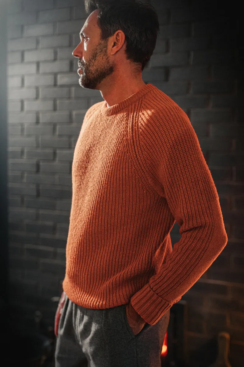 &SONS Abel Ribbed Crew Neck Burnt Orange