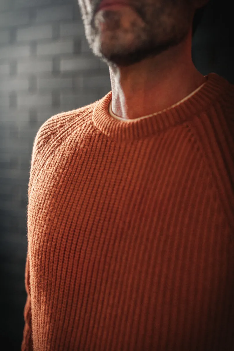 &SONS Abel Ribbed Crew Neck Burnt Orange