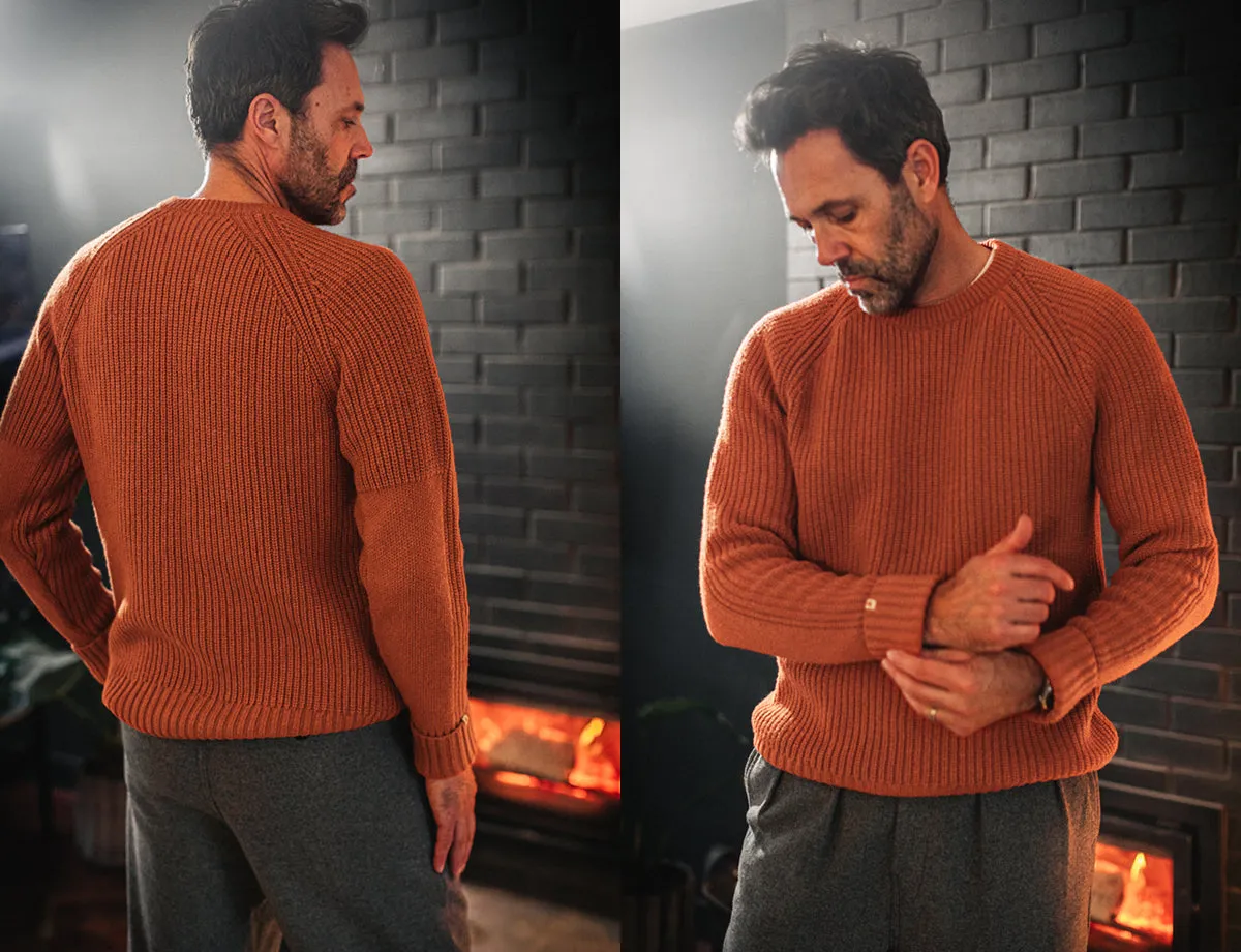 &SONS Abel Ribbed Crew Neck Burnt Orange