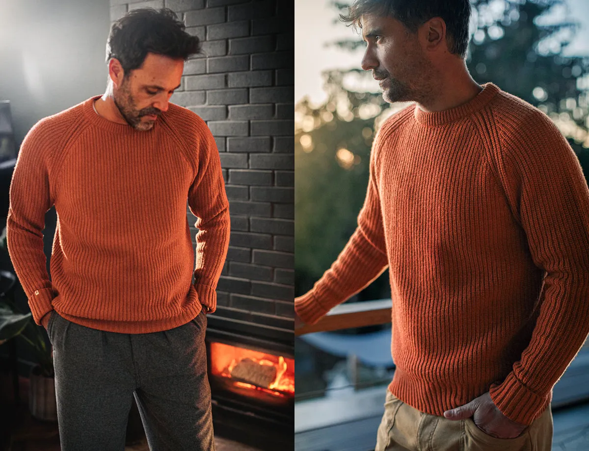 &SONS Abel Ribbed Crew Neck Burnt Orange