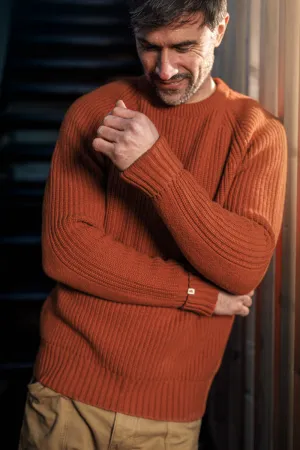 &SONS Abel Ribbed Crew Neck Burnt Orange