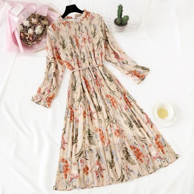Amy Fashion - Casual Flare Sleeve Office Chiffon Dot Print Dresses