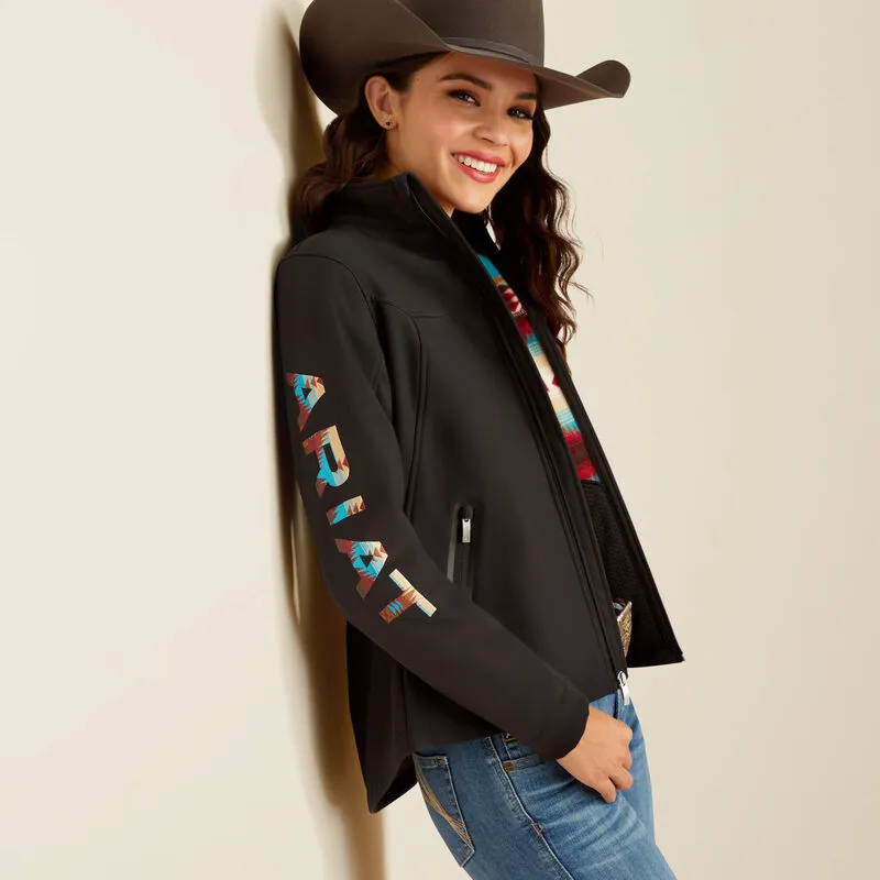 Ariat Women's New Team Softshell Jacket, Black|Serrano Southwest Print