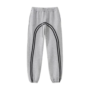 Baggy fleece sweat pant with graphic stripe