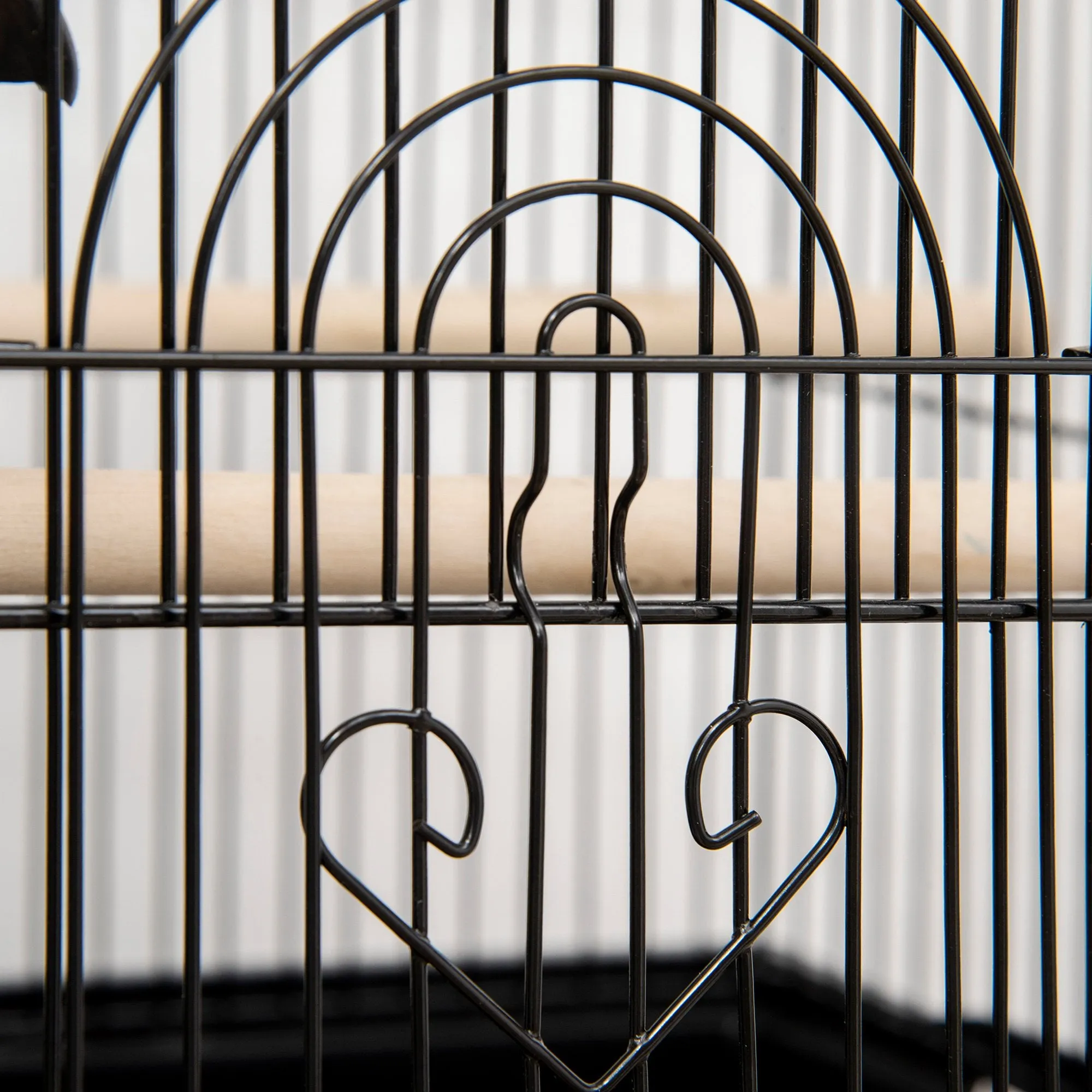 Bird Cage with Carrying Handle and Removable Tray, Metal and Plastic, 50.5x41x63 cm, Black