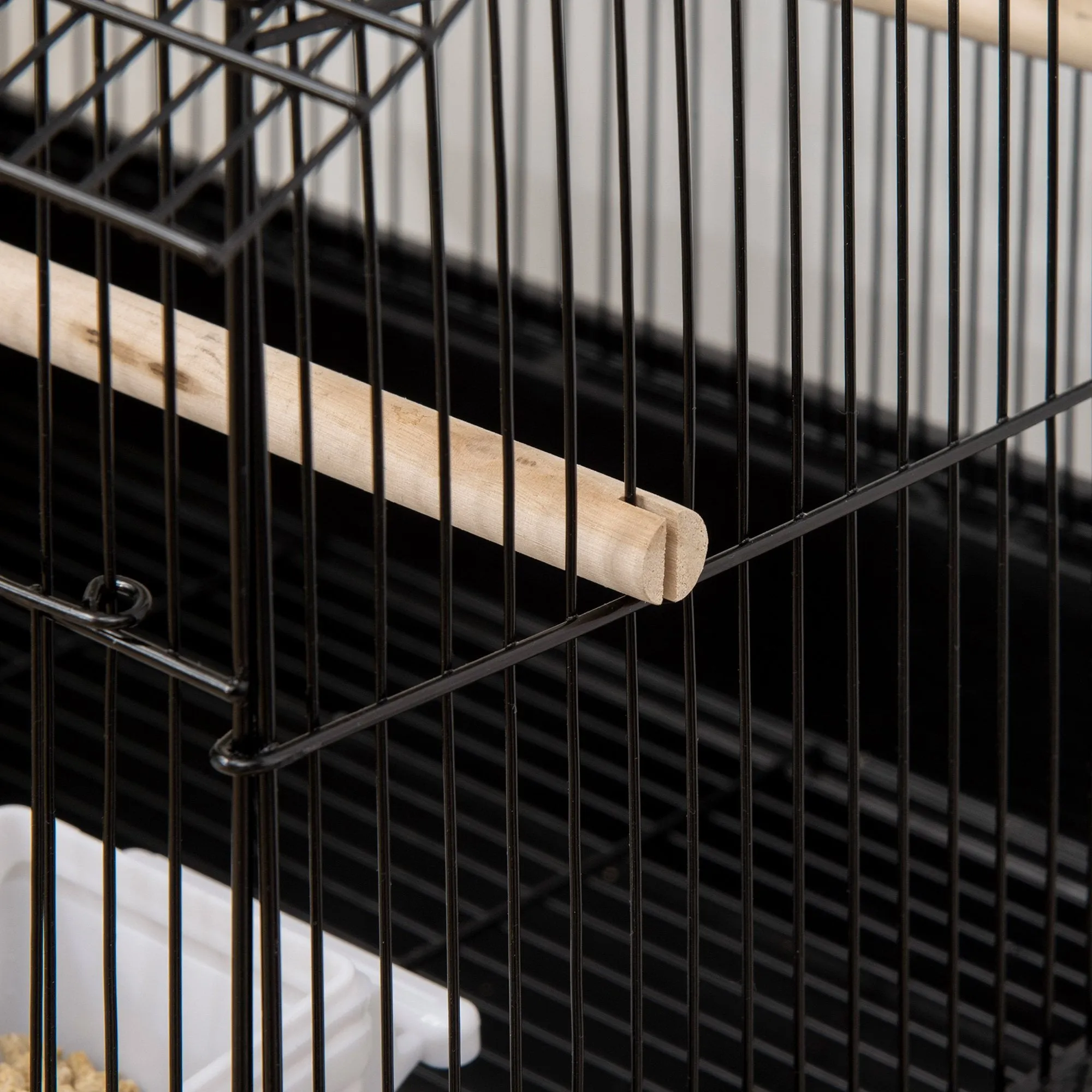 Bird Cage with Carrying Handle and Removable Tray, Metal and Plastic, 50.5x41x63 cm, Black
