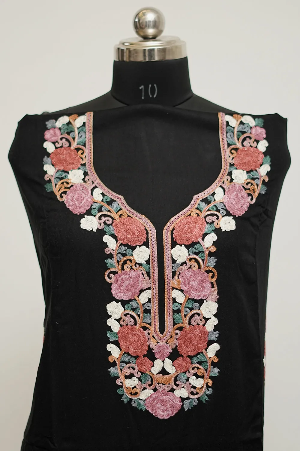 Black  Colour  Aari Work Salwar Kameez With Neckline  Pattern And Designer Dupatta