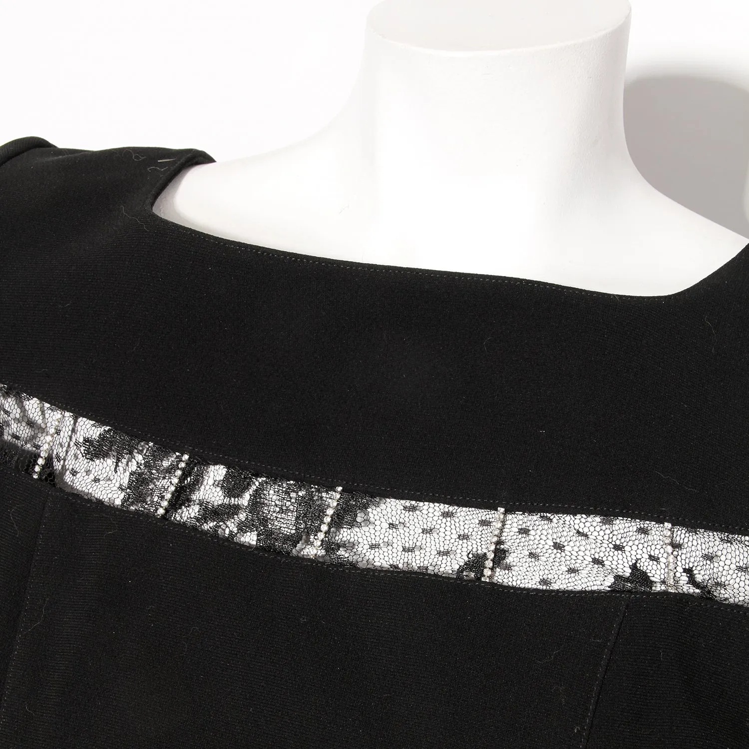 Black Lace Trim Sheath Dress