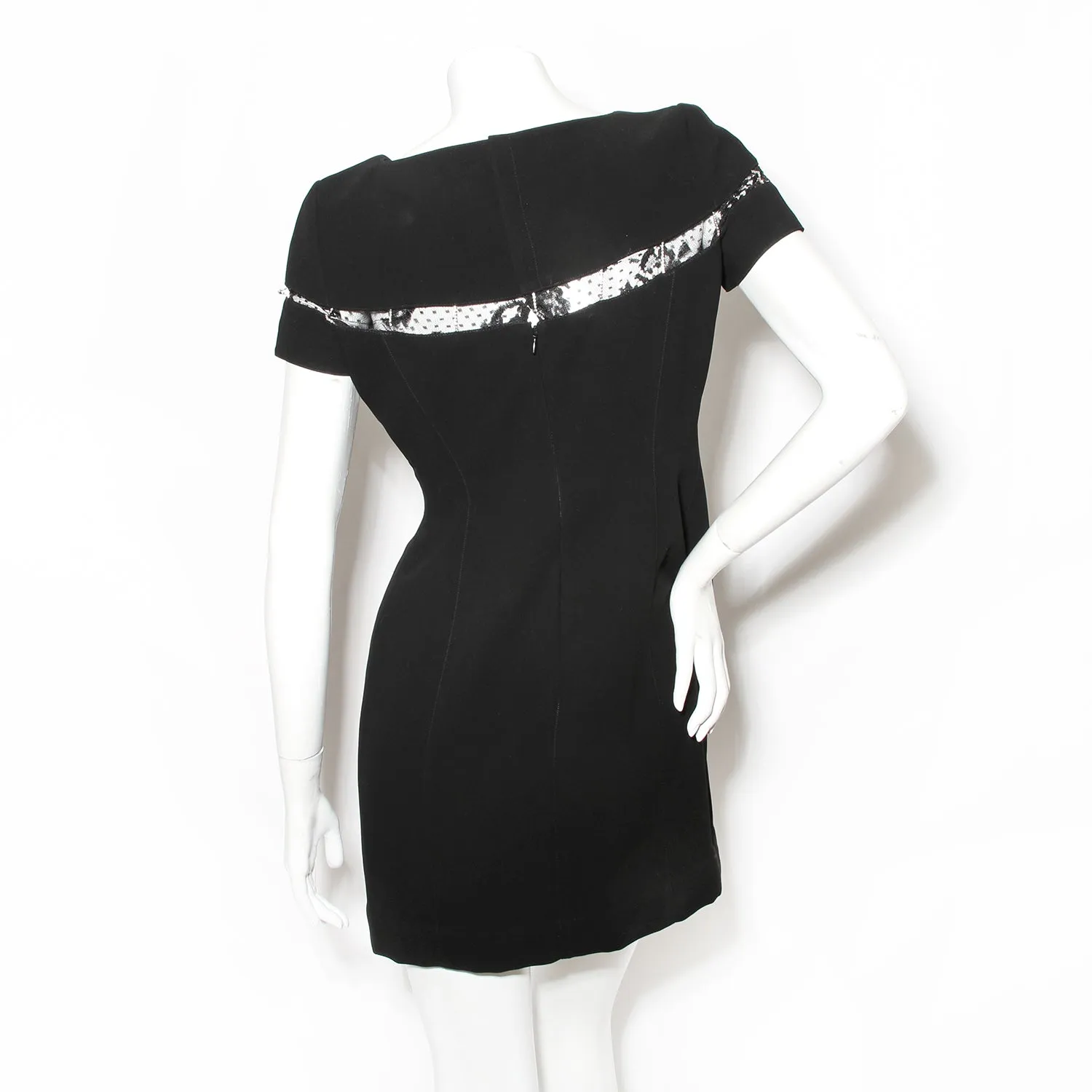 Black Lace Trim Sheath Dress