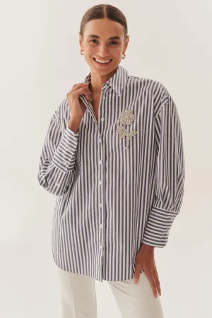 Blue Crystal Accent Shirt