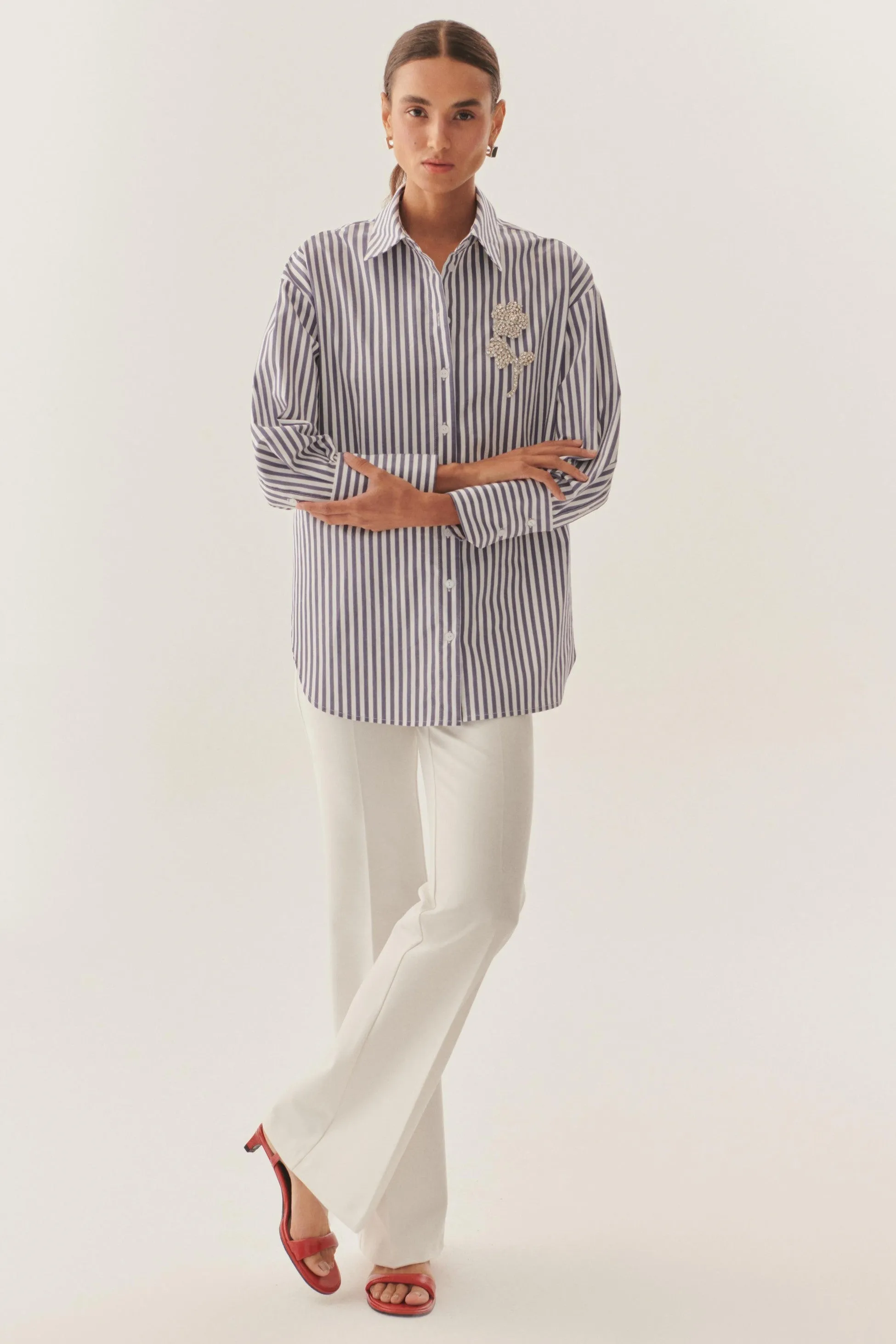 Blue Crystal Accent Shirt