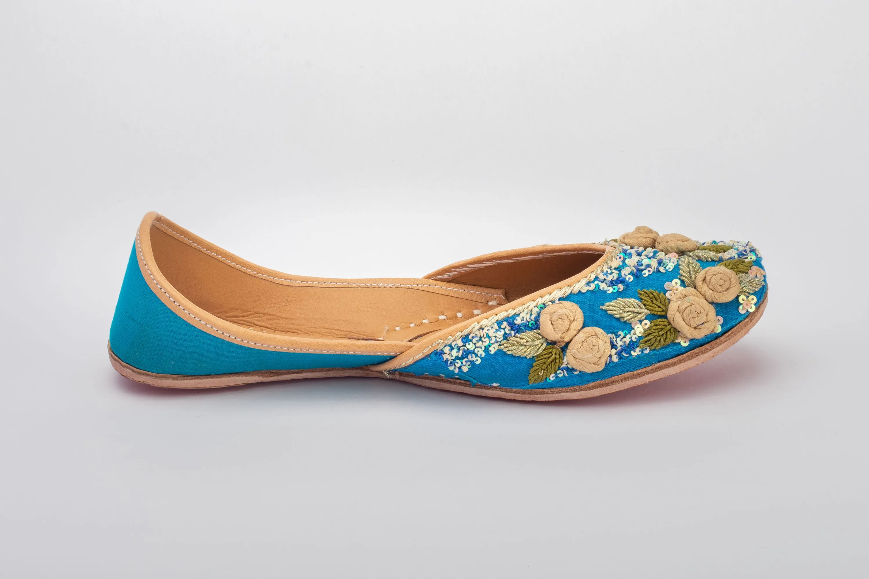 Blue Hand embroidered Juttis