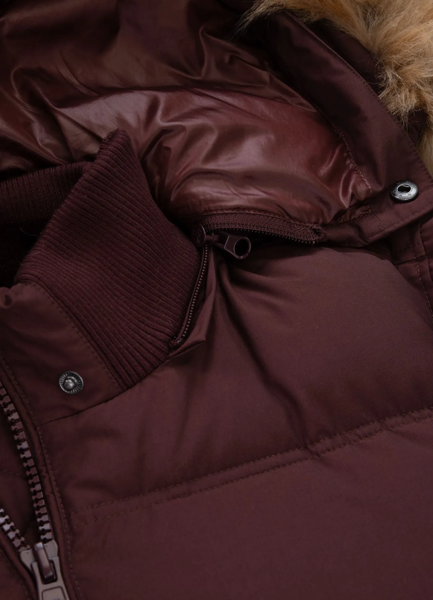 Burnt Hooded Jacket - Burgundy