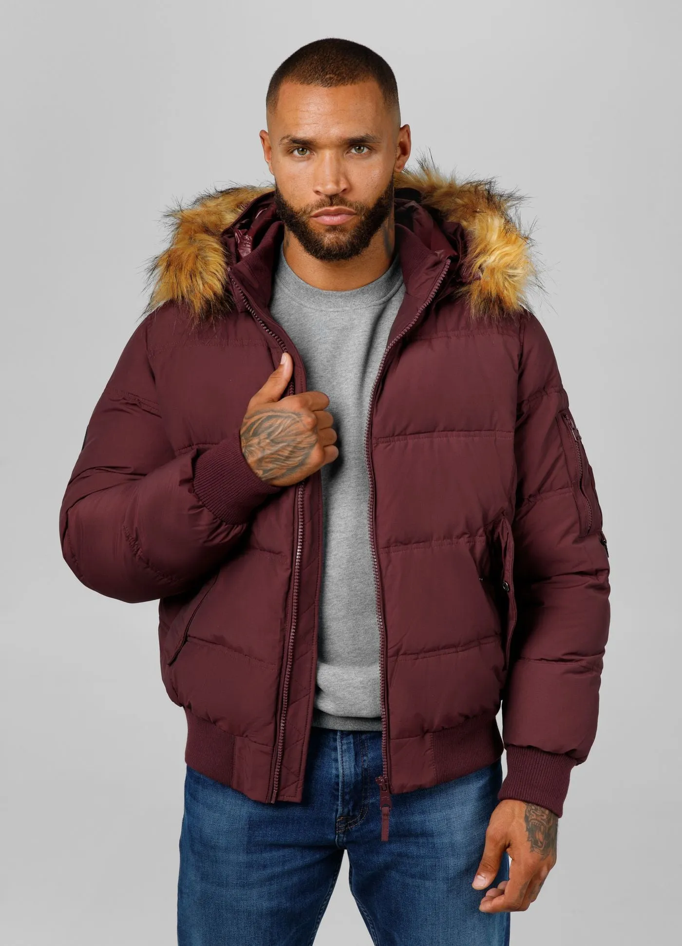 Burnt Hooded Jacket - Burgundy
