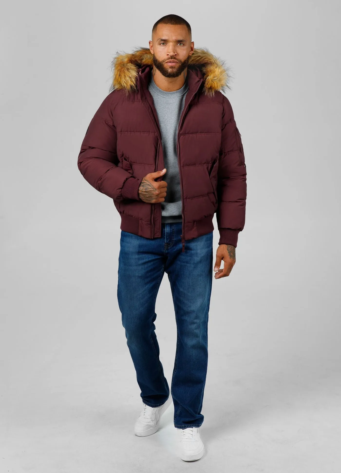 Burnt Hooded Jacket - Burgundy