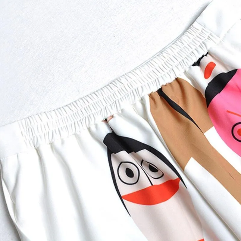 Cartoon Print One Button Women's Pants Suit