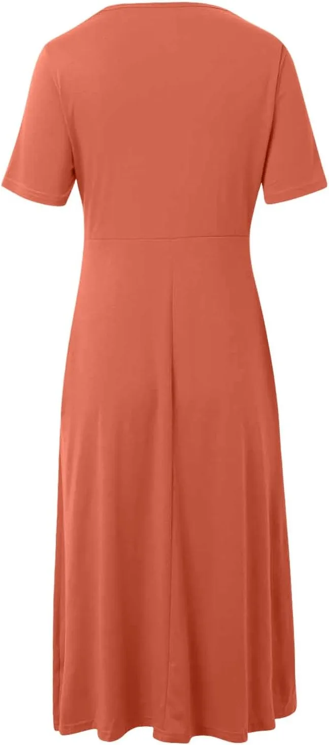 Casual Trendy T Shirt Dress for Women Summer 2025 Vacation Solid Color Sun Dresses Short Sleeve Beach Spring T-Shirt