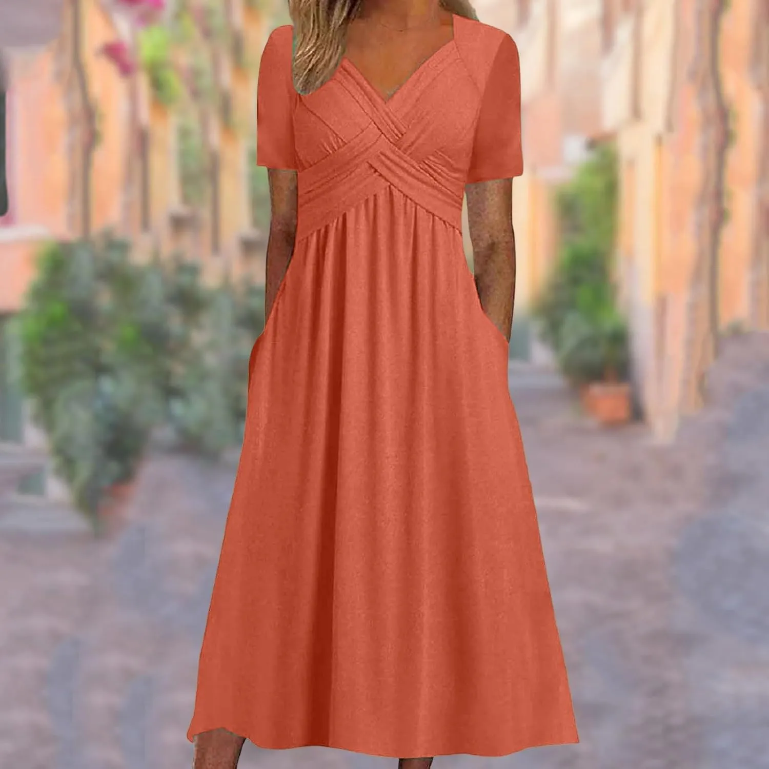 Casual Trendy T Shirt Dress for Women Summer 2025 Vacation Solid Color Sun Dresses Short Sleeve Beach Spring T-Shirt