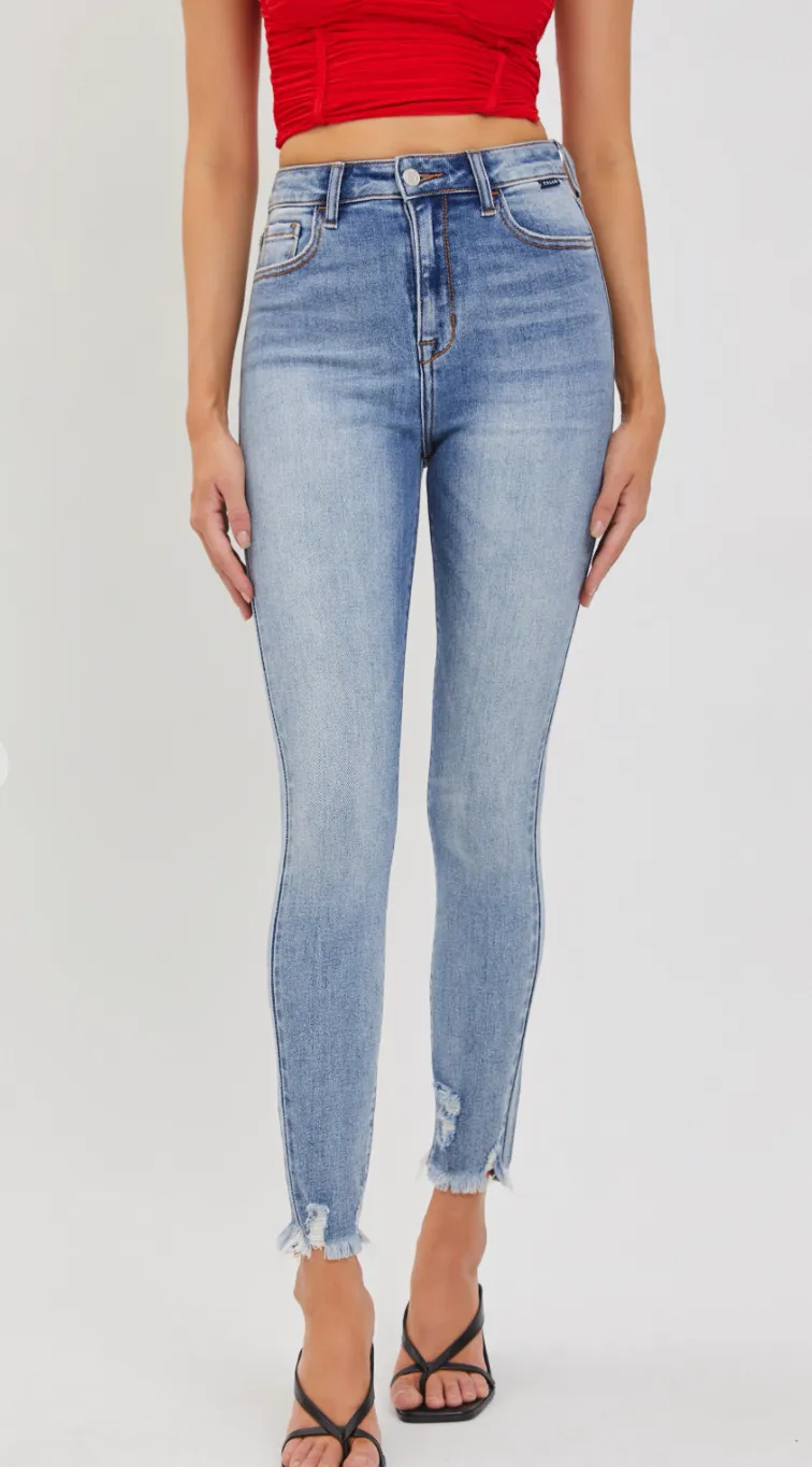 Cello High Rise Ankle Skinny with Frayed Hem