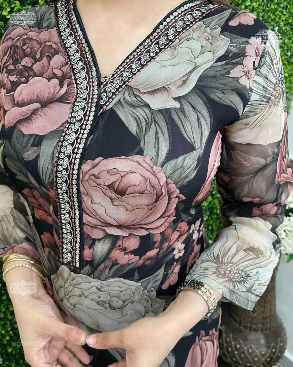 Chanderi Digital Print Kurti with Embroidered and Lace Work Organza Dupatta