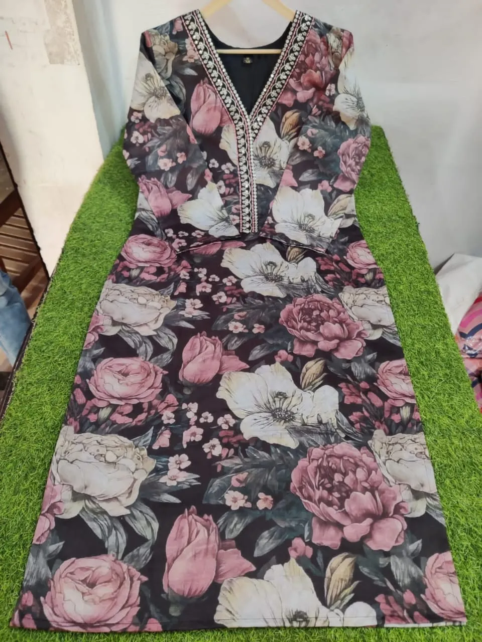 Chanderi Digital Print Kurti with Embroidered and Lace Work Organza Dupatta