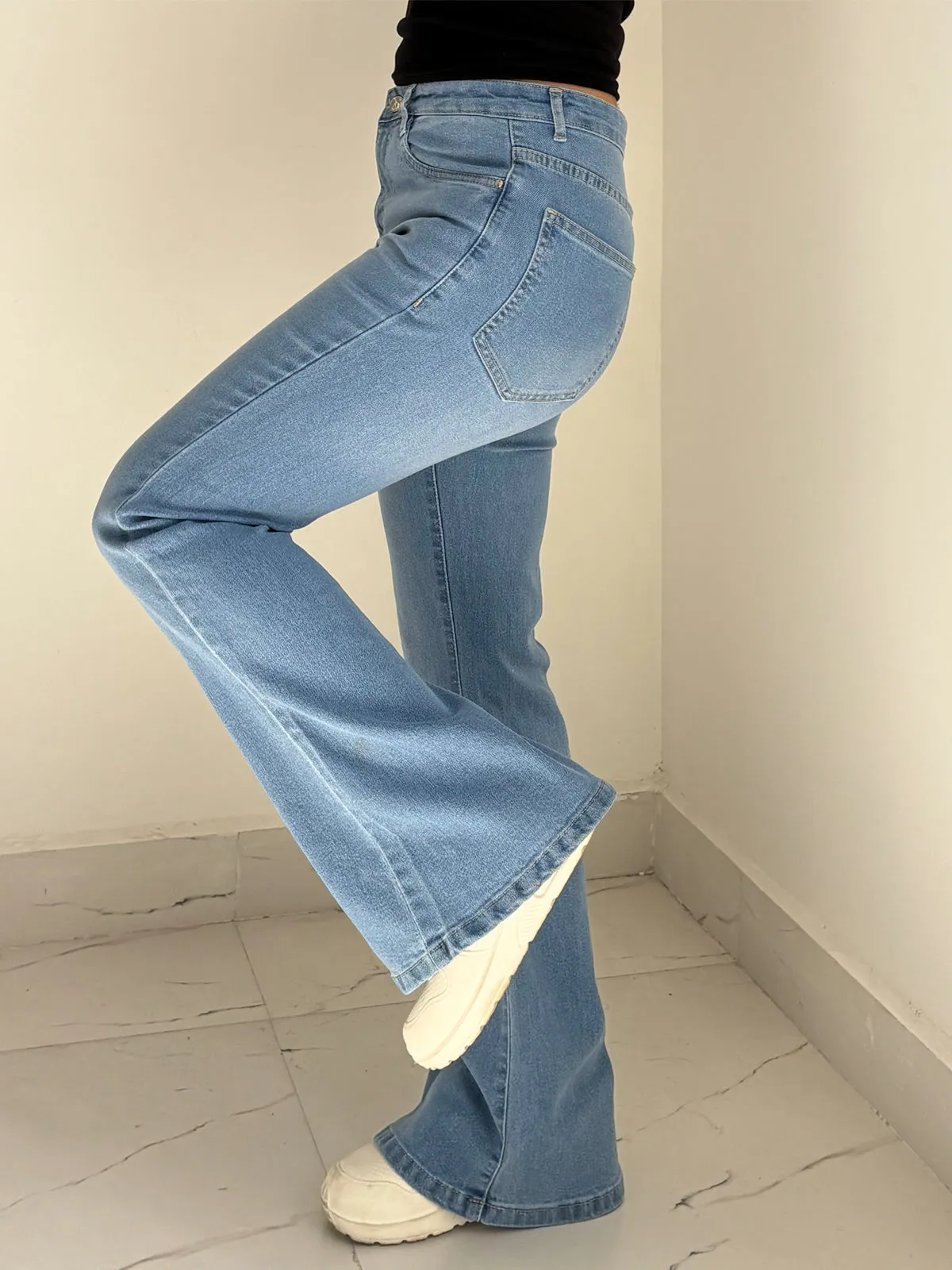 Classic Ice Blue Washed Bootcut Jeans