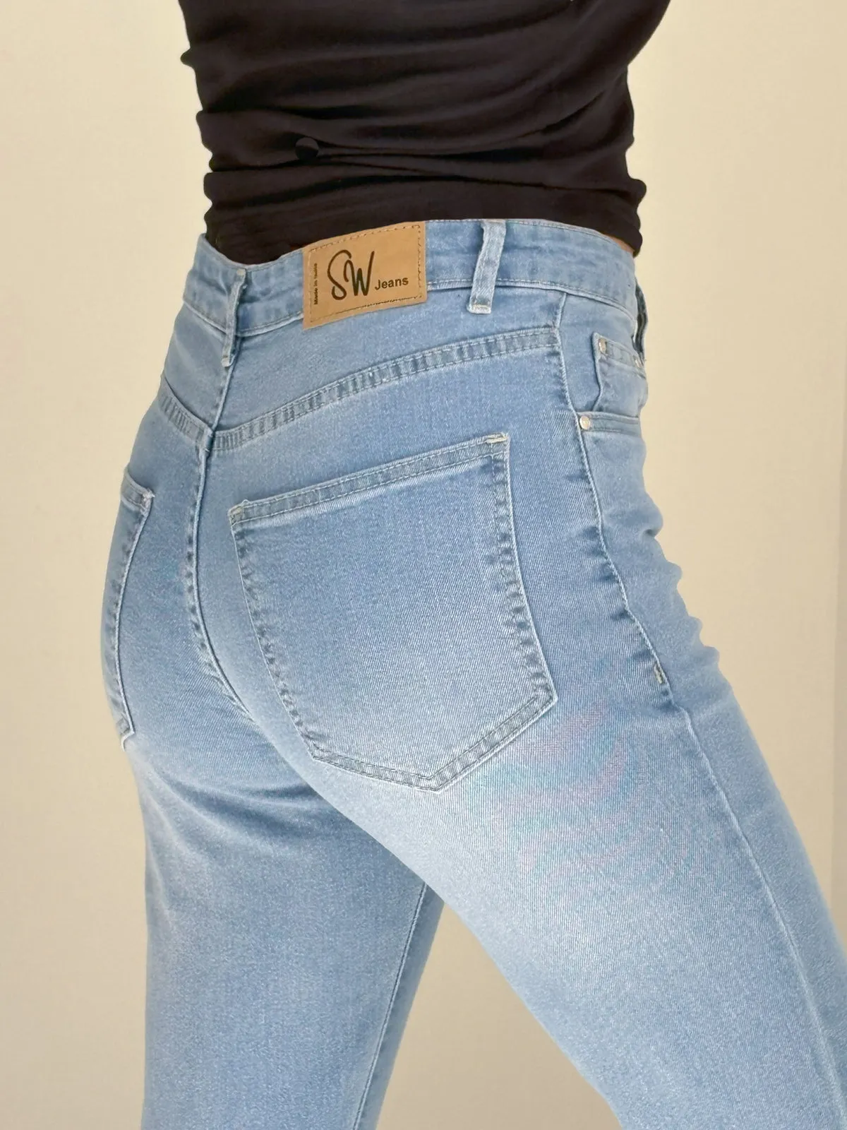 Classic Ice Blue Washed Bootcut Jeans