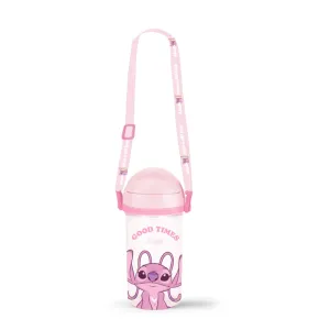 Disney Lilo & Stitch Collection Plastic Bottle with Straw and Shoulder Strap (400mL)(Angel)