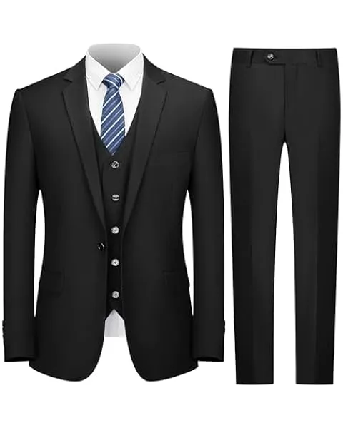 Elegant Italian Wool Suit for Men - 2 Piece Set with Two Button Jacket and Pants