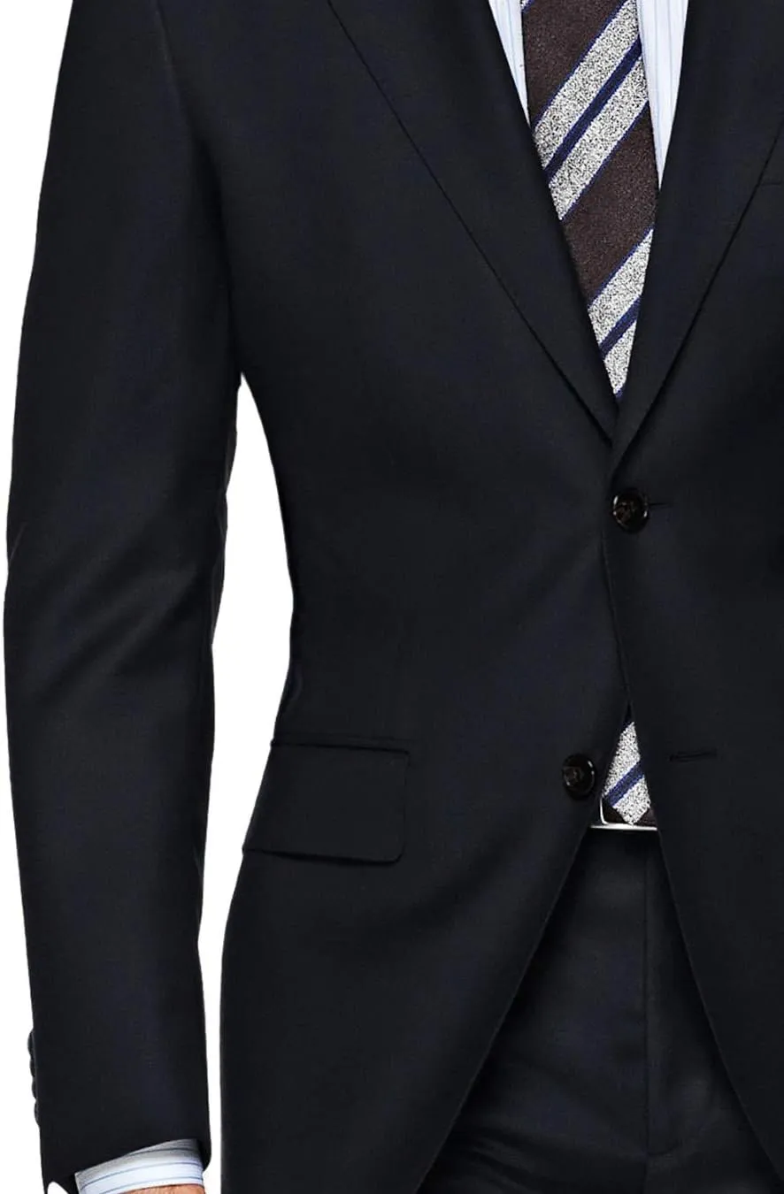 Elegant Italian Wool Suit for Men - 2 Piece Set with Two Button Jacket and Pants