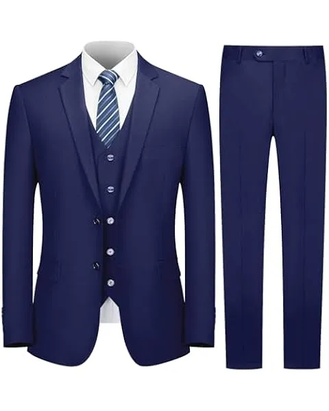 Elegant Italian Wool Suit for Men - 2 Piece Set with Two Button Jacket and Pants