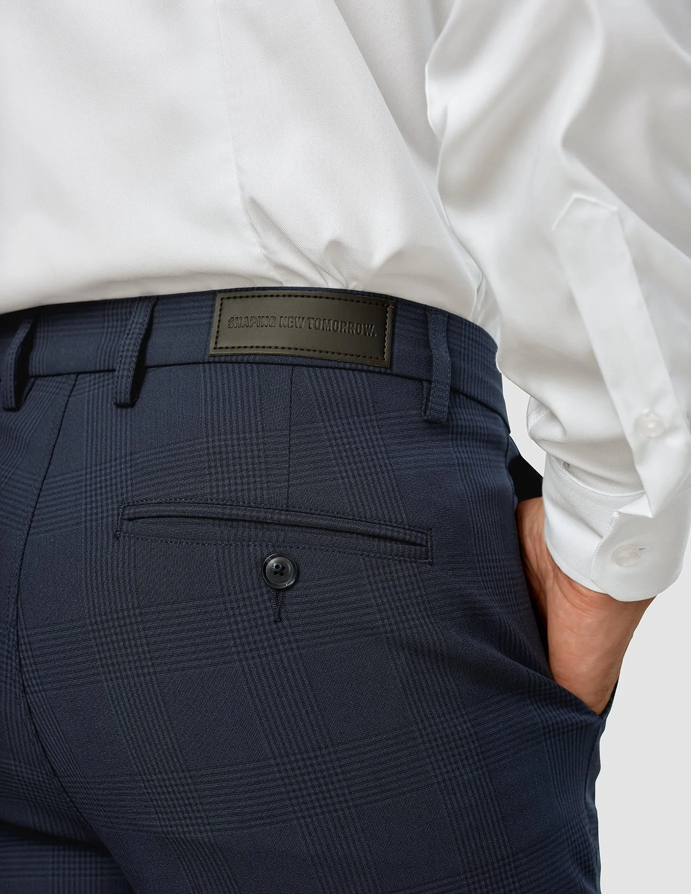 Essential Suit Pants Slim Dark Blue Check