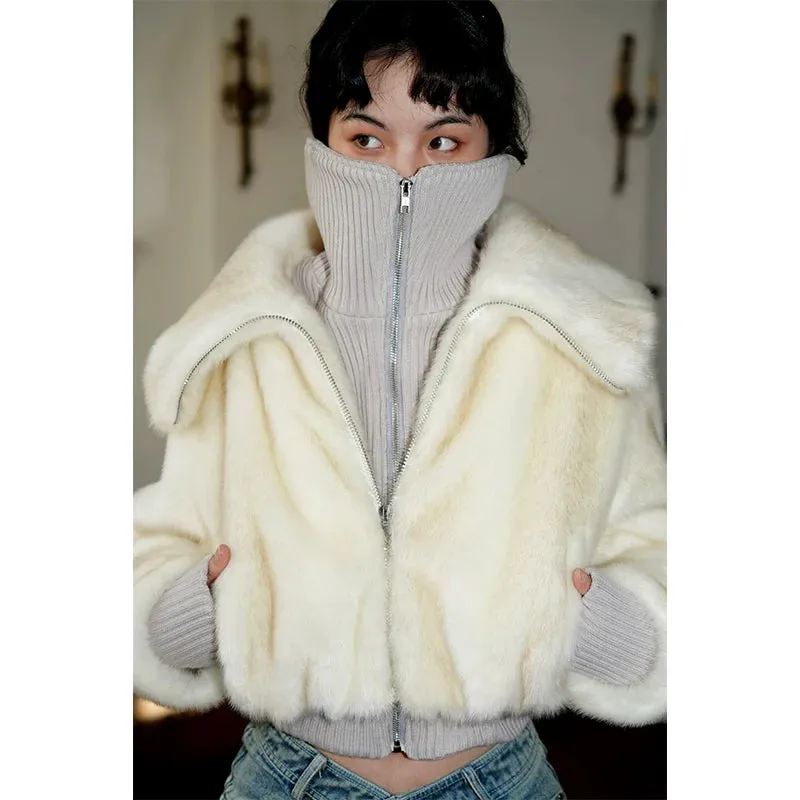 Faux Fur High-Collar Jacket