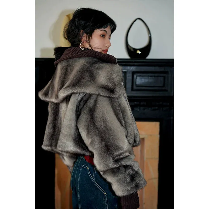 Faux Fur High-Collar Jacket