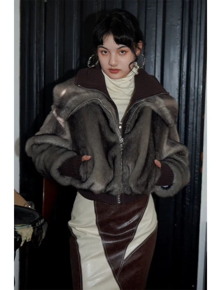 Faux Fur High-Collar Jacket
