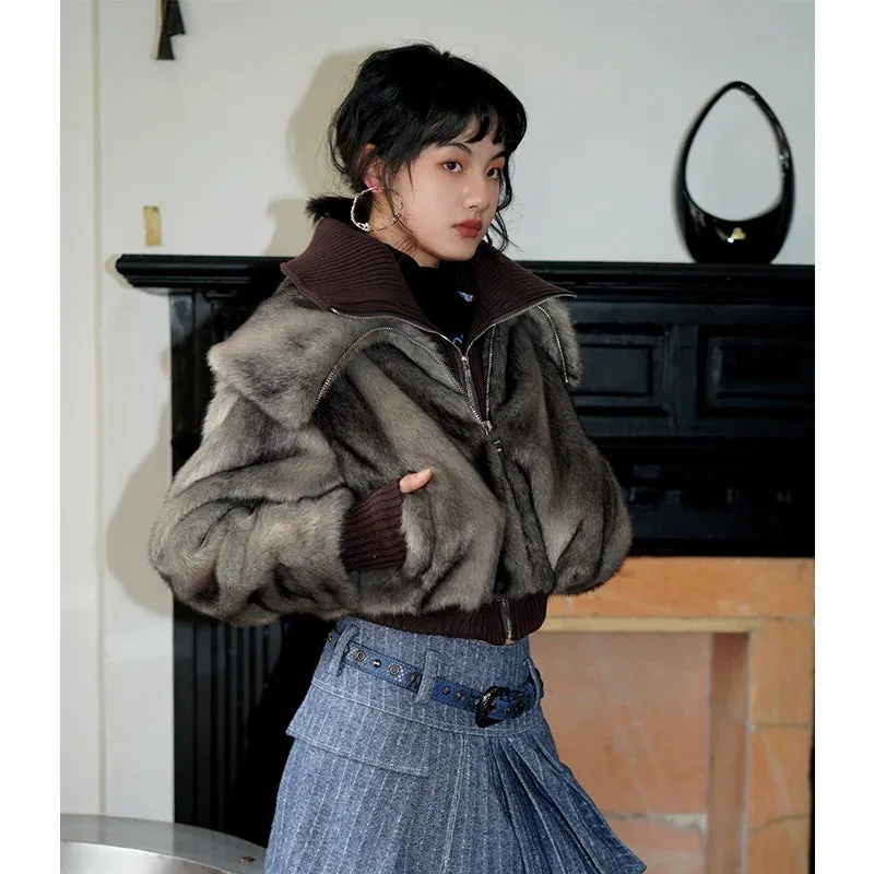 Faux Fur High-Collar Jacket
