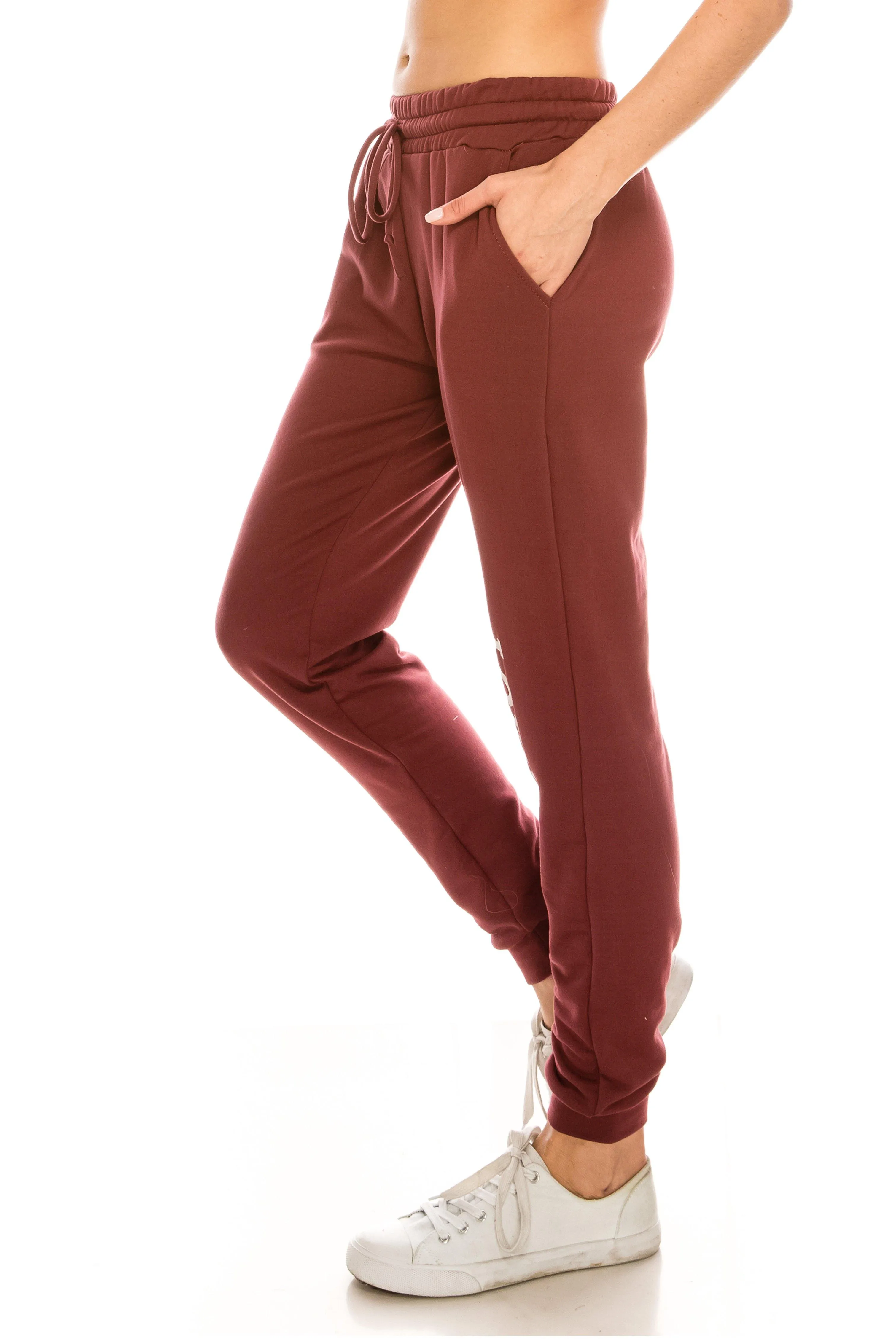 Fleece Jogger Pants - Soft Winter LOVE Printed Pockets Sweatpants