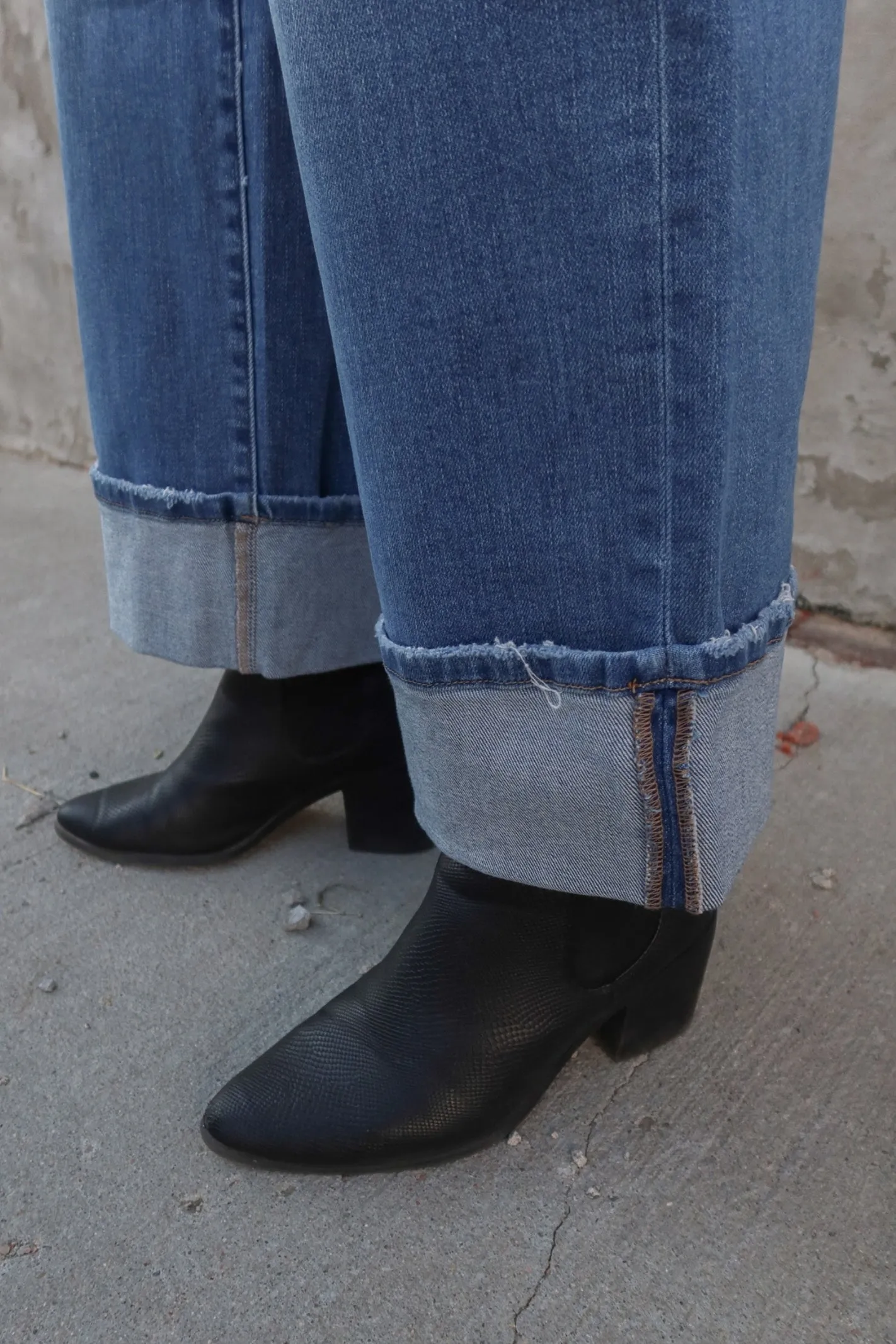 Flying Monkey High Rise Cuff Wide Leg Jeans