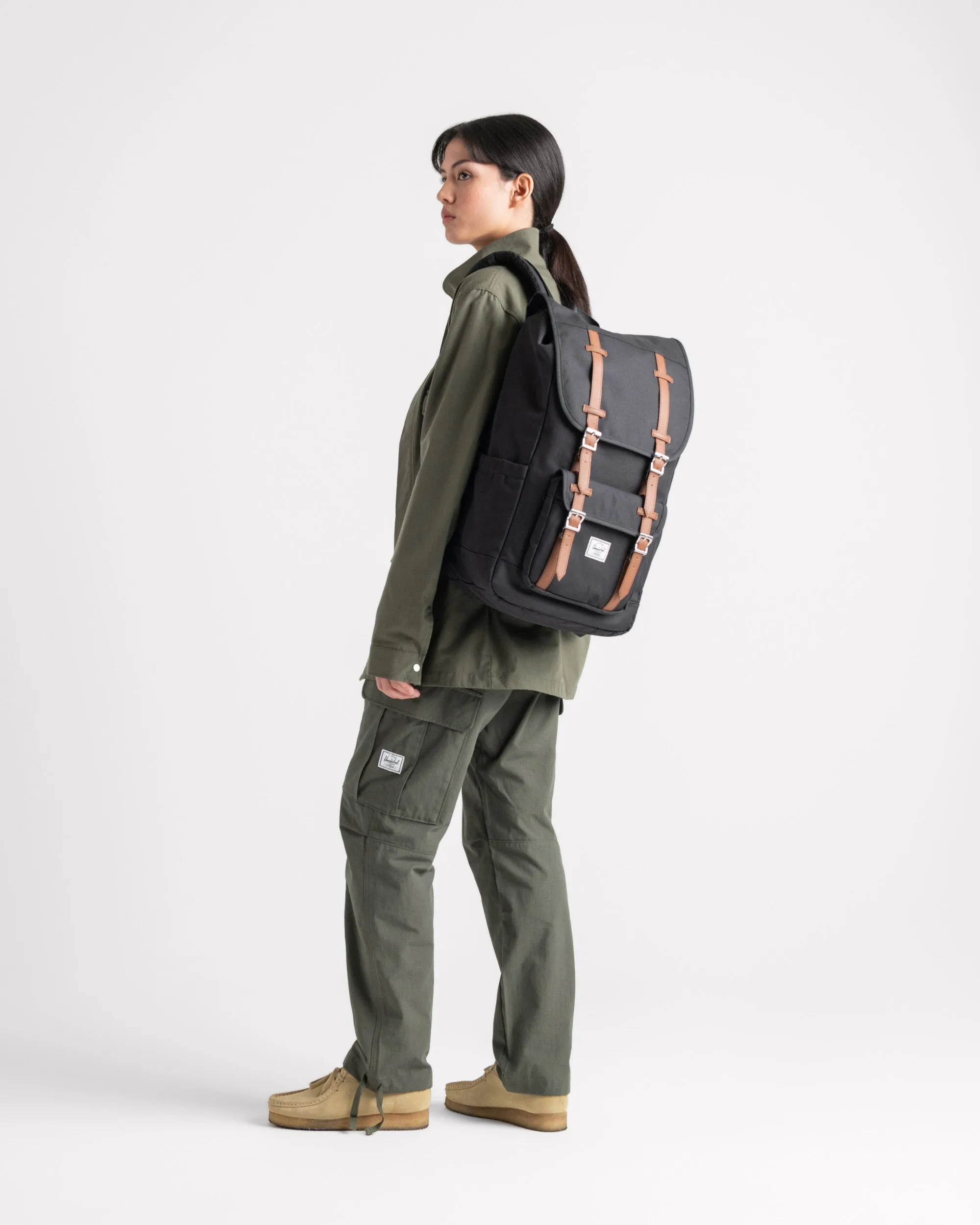 Herschel Little America Backpack - 30L - Ivy Green, Rubber, Black Tonal