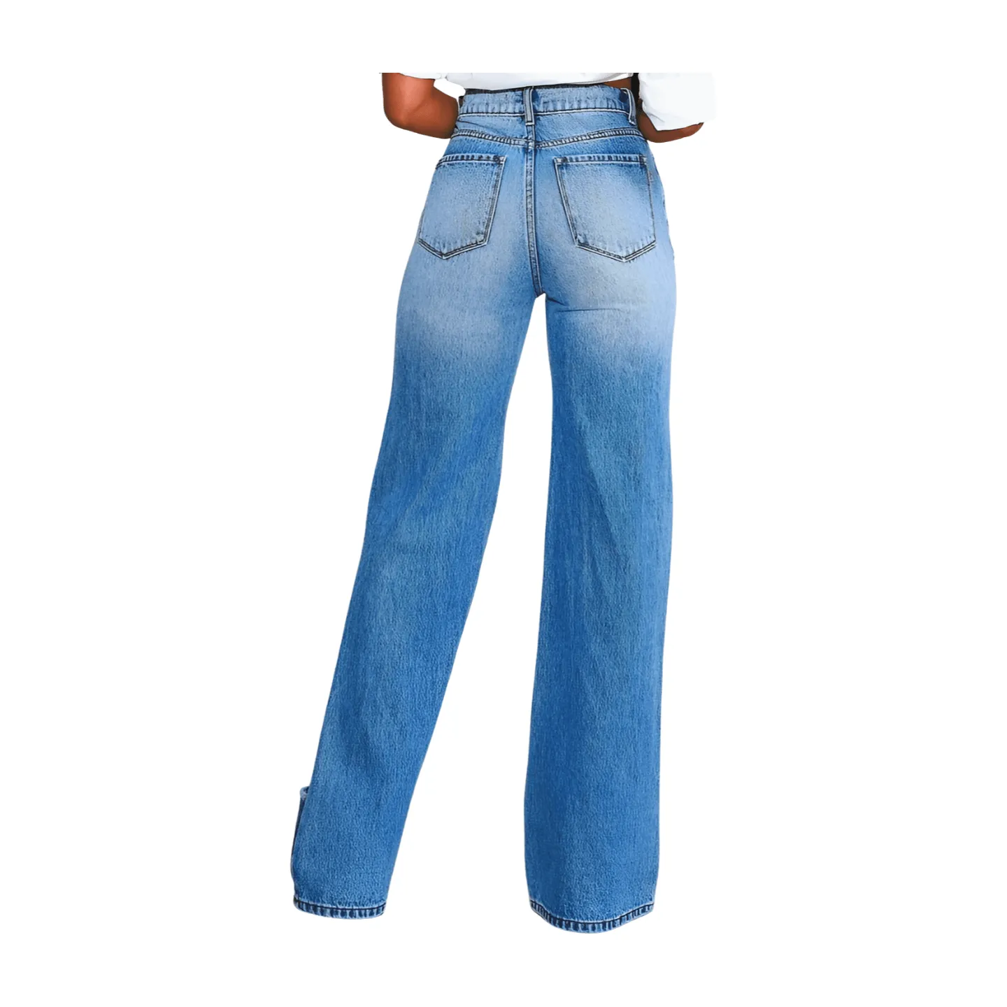 High Rise Distressed Wide Leg Jeans