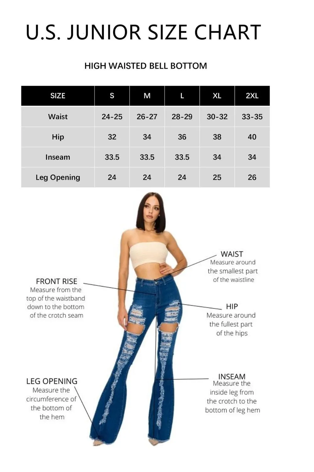JAZZ-026 BELL BOTTOM FLARE LEG RIPPED DISTRESSED & DESTROYED JEANS