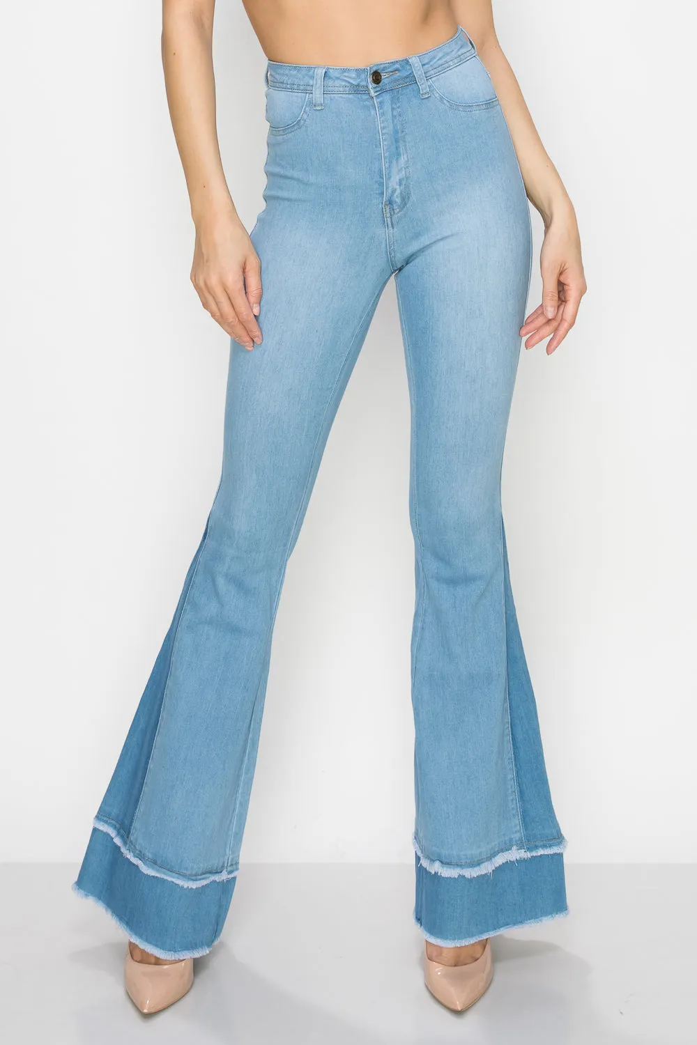 JAZZ-048 BELL BOTTOM FLARE LEG RIPPED DISTRESSED & DESTROYED JEANS