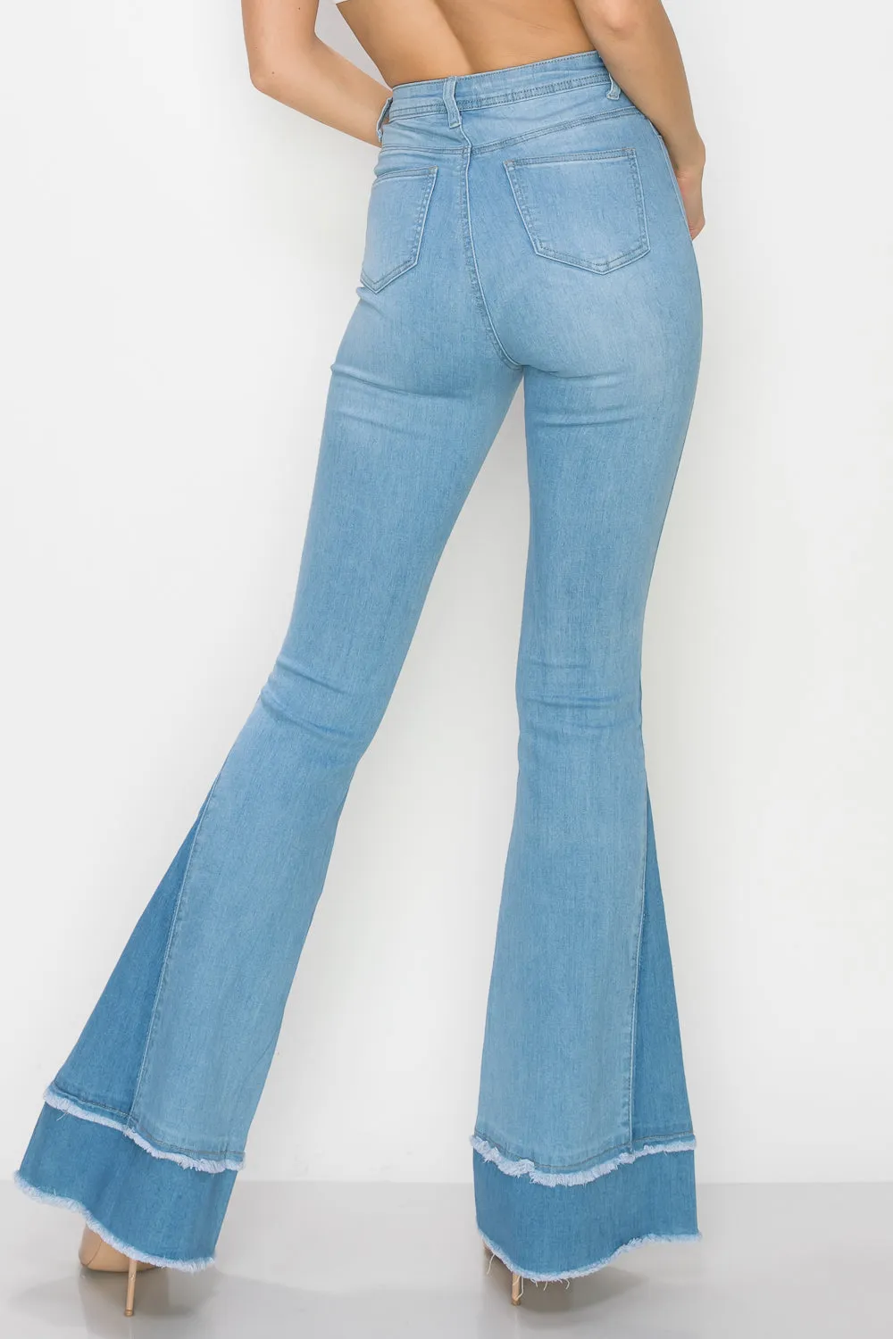 JAZZ-048 BELL BOTTOM FLARE LEG RIPPED DISTRESSED & DESTROYED JEANS