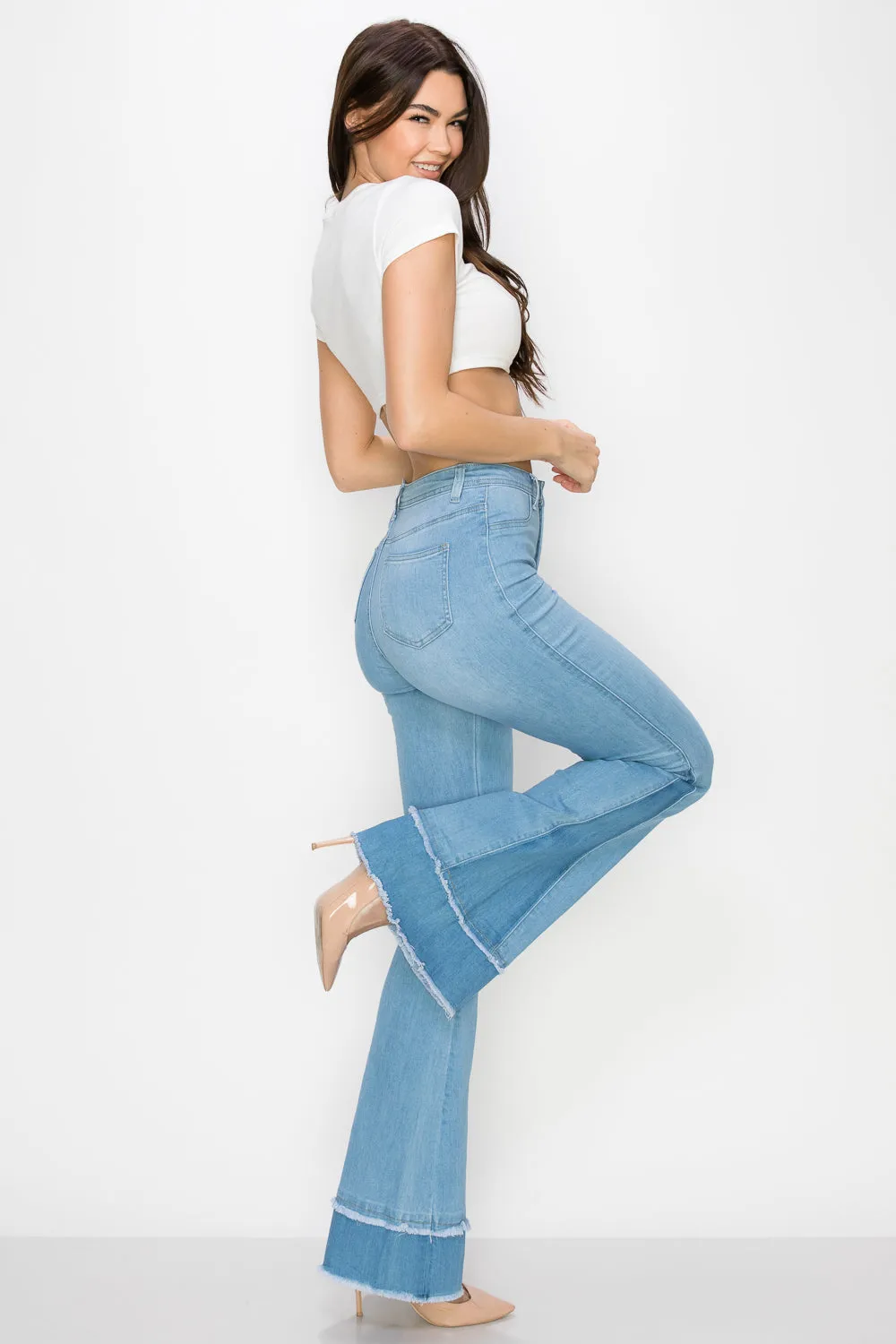 JAZZ-048 BELL BOTTOM FLARE LEG RIPPED DISTRESSED & DESTROYED JEANS