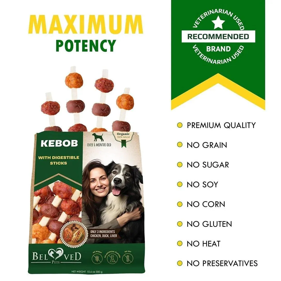 Kabobs Dog Treats with Duck & Chicken Human Grade Meat All Natural & Organic